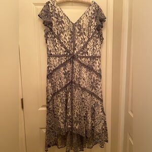 Taylor Woman Plus Size Dress Blue & White Floral Lace Dress